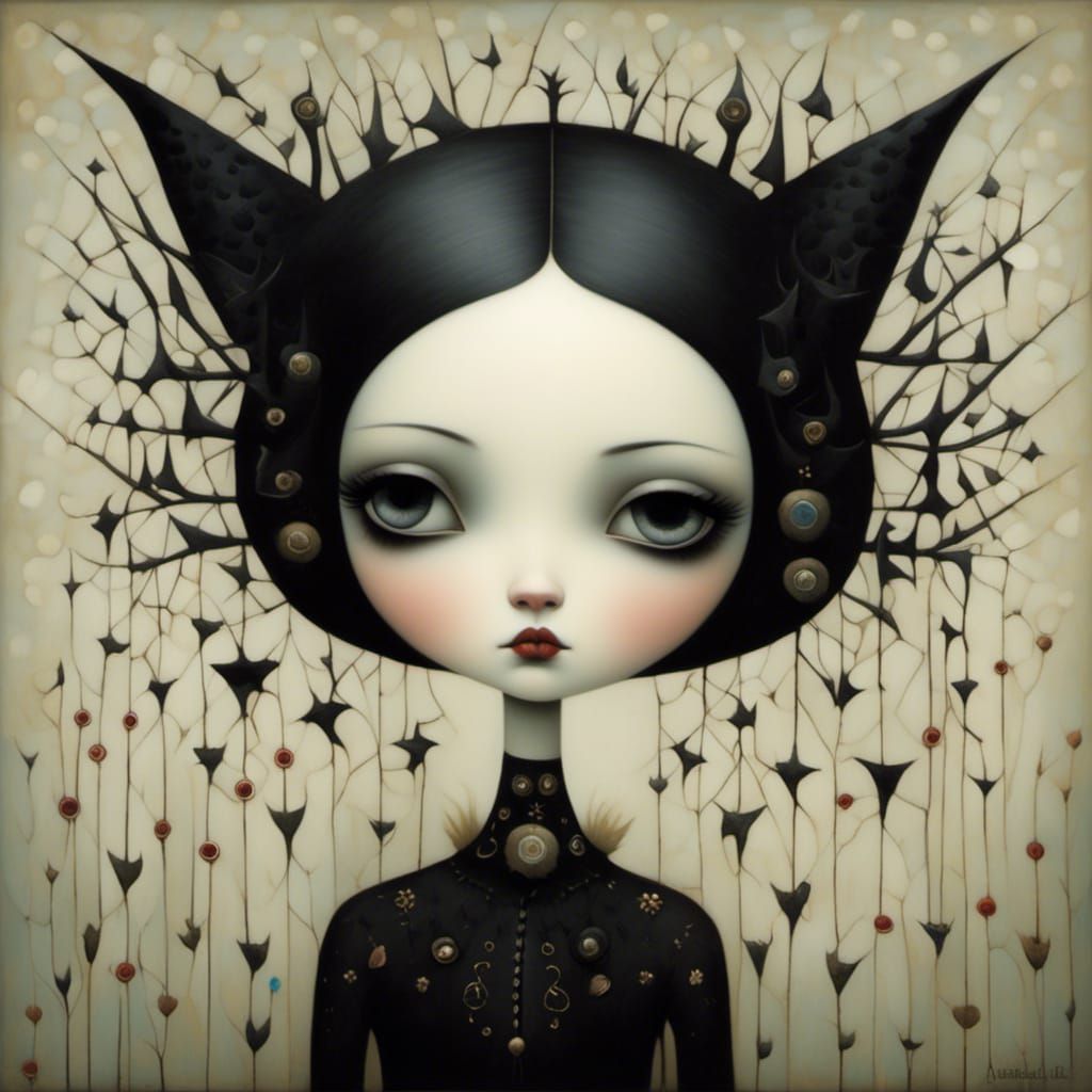 Pouty Girl in Goth Punk Style