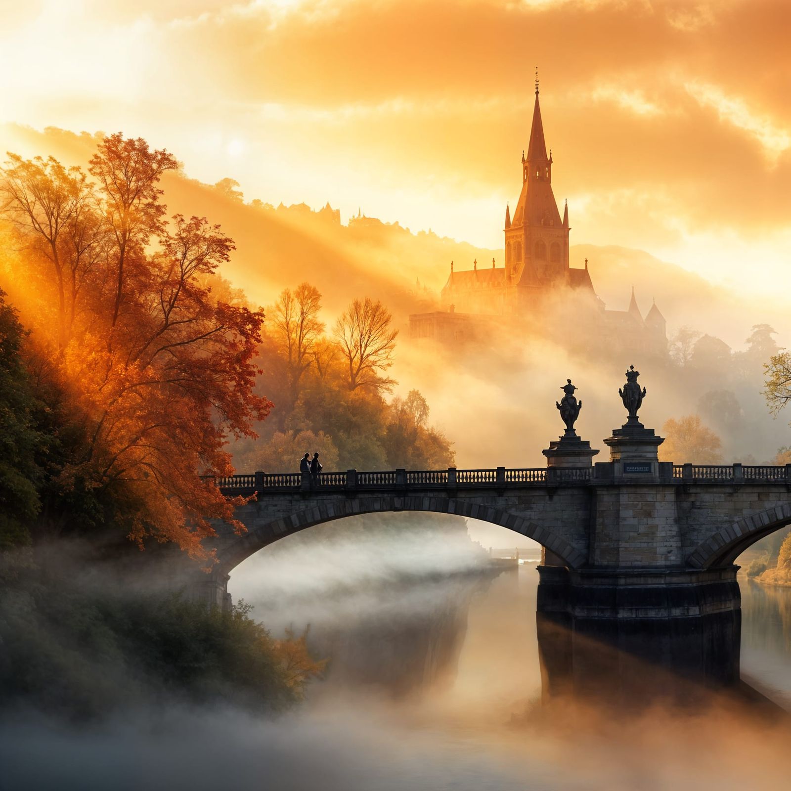 Mystical Heidelberg Bridge at Golden Hour