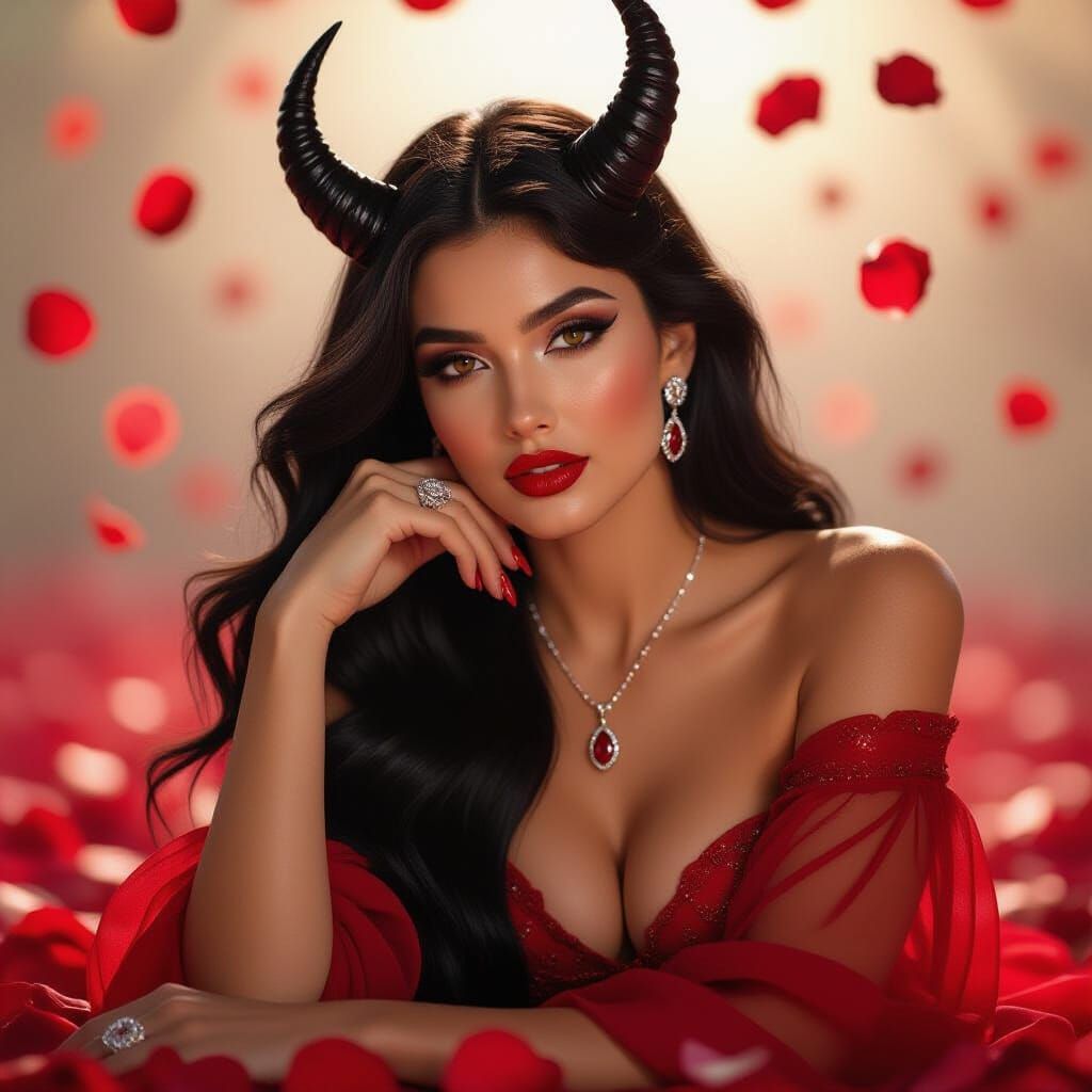 Dramatic Goddess with Flowing Hair in Cinematic Style