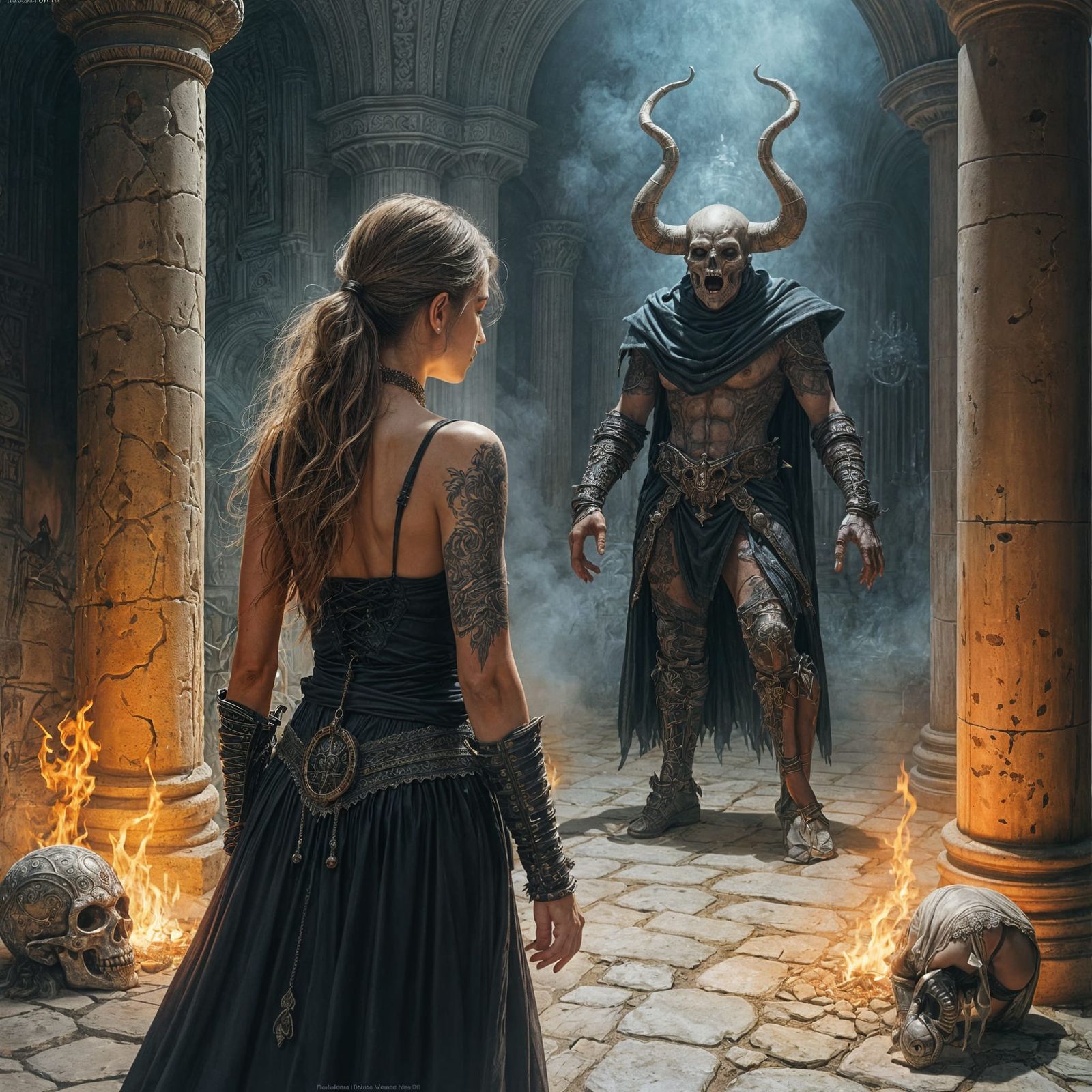 Adventuress Versus Lich King in Dark Temple