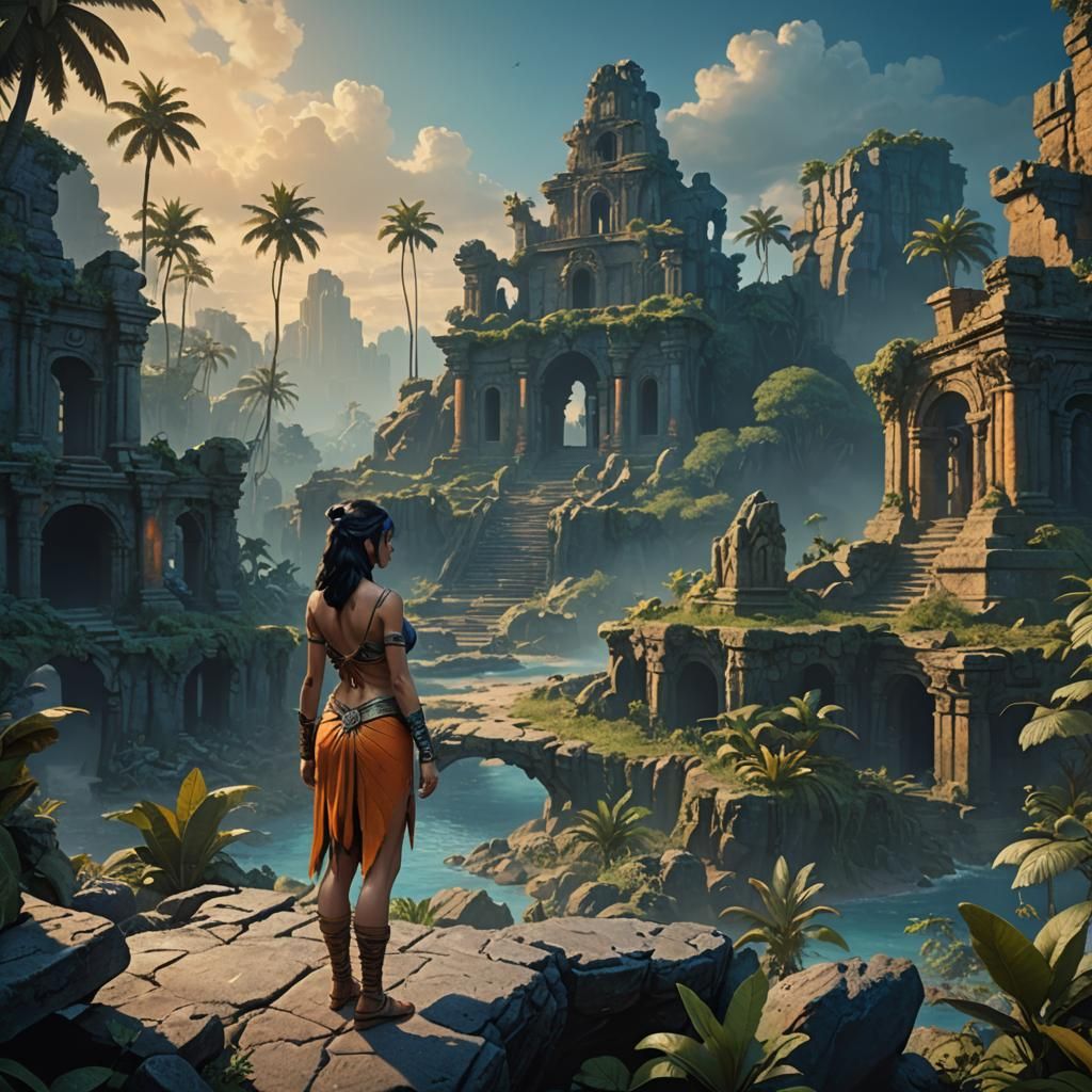Nico Robin on Mystical Island, Frank Frazetta Style