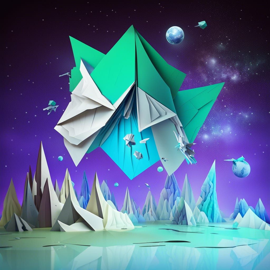Origami Civilization on Alien World in Space