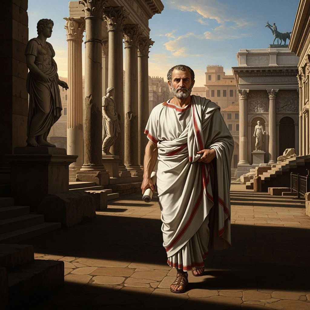 Seneca in Ancient Rome at Sunrise