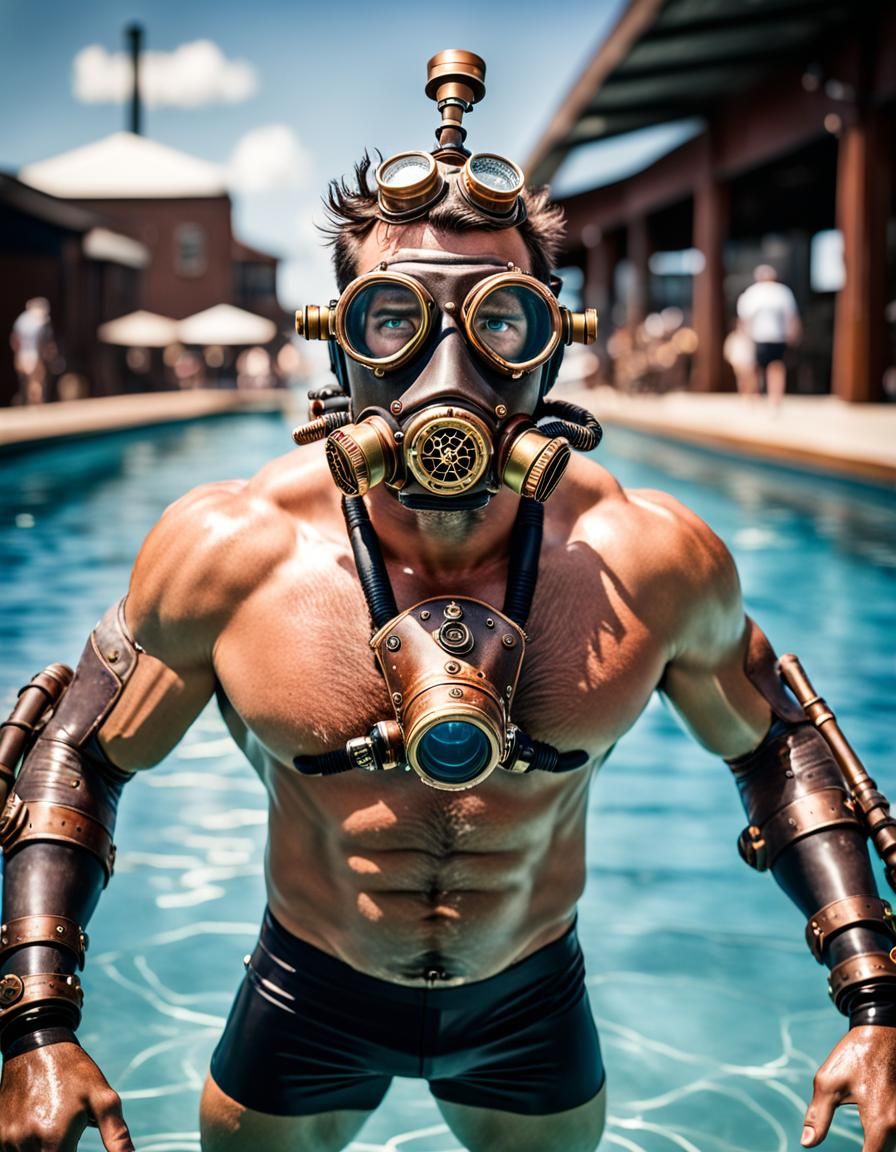 Steampunk Diver Underwater: Professional Photography