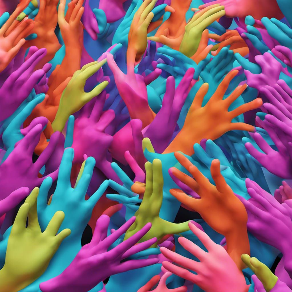 Generative Art: Multi-Color Hands in 3D Render