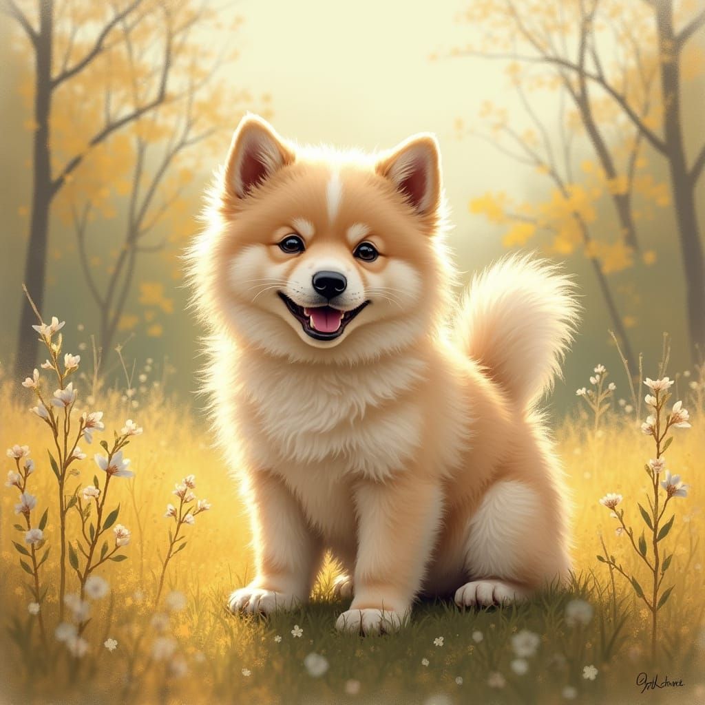 Serene Caucasian Ovcharka in Impressionist Style