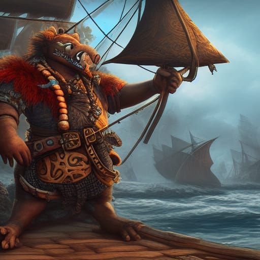 Detailed Gnoll Pirates Fantasy Concept Art