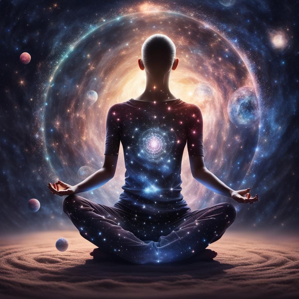 Celestial Woman Meditating in Lotus Position