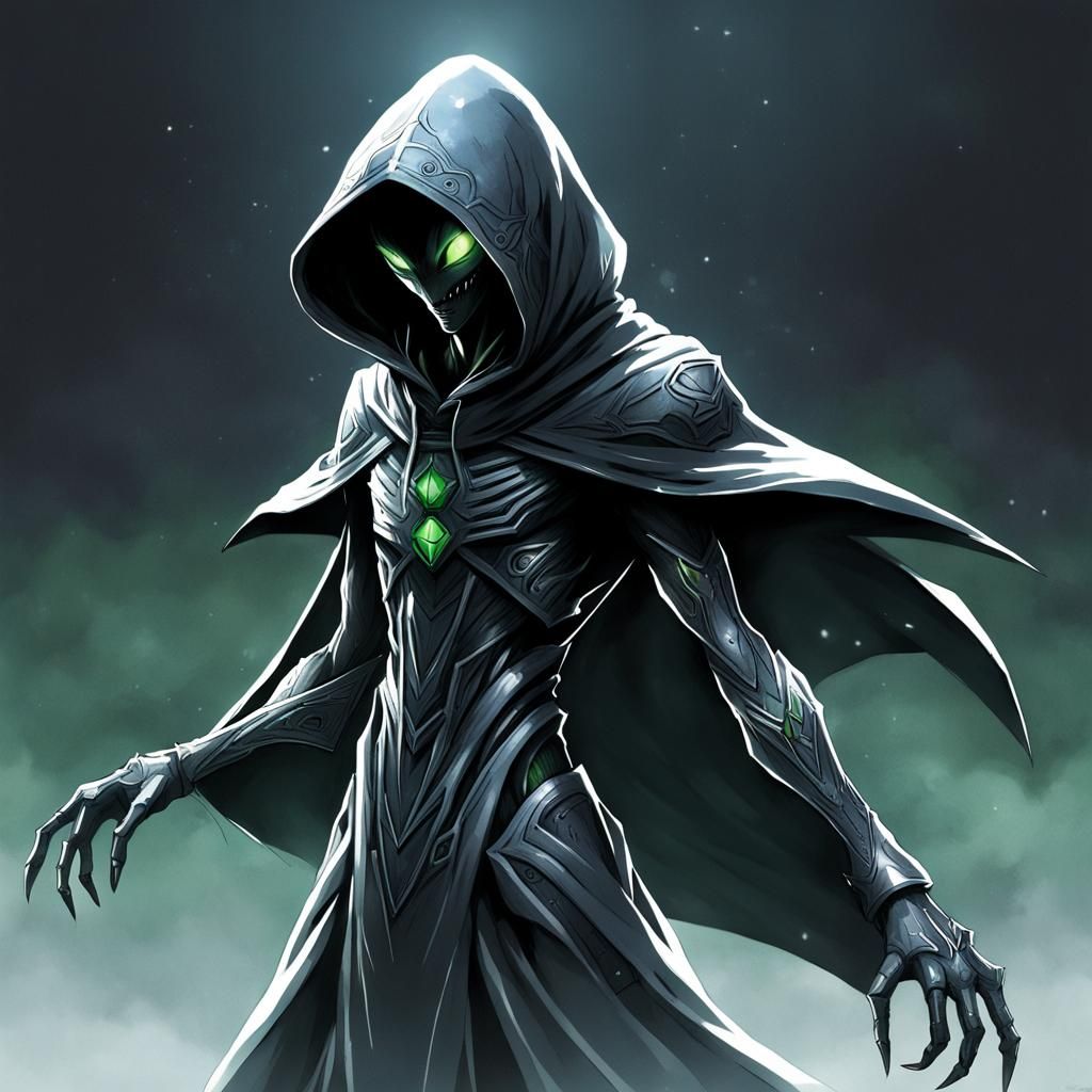 Hooded Alien Creature in Anime Style