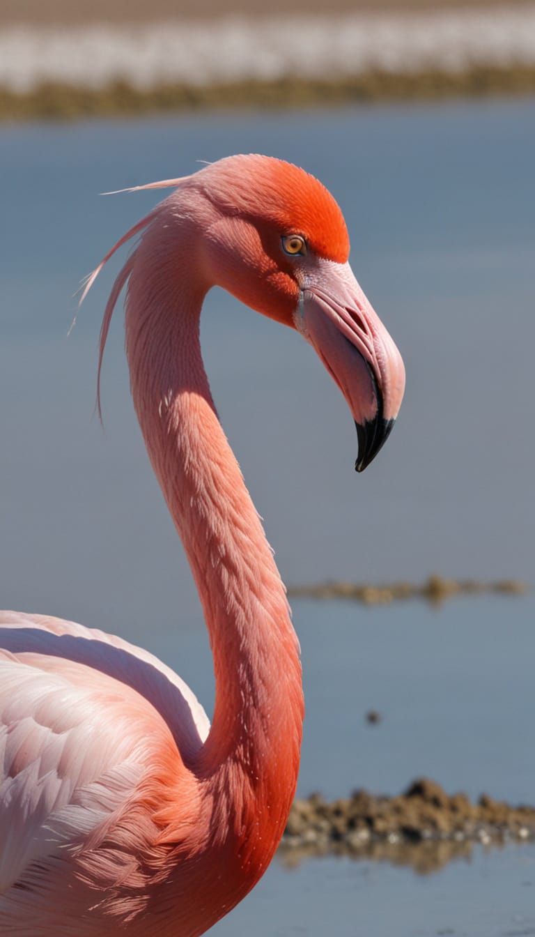 Flamingo on Bolivian Salt Flats, Close View