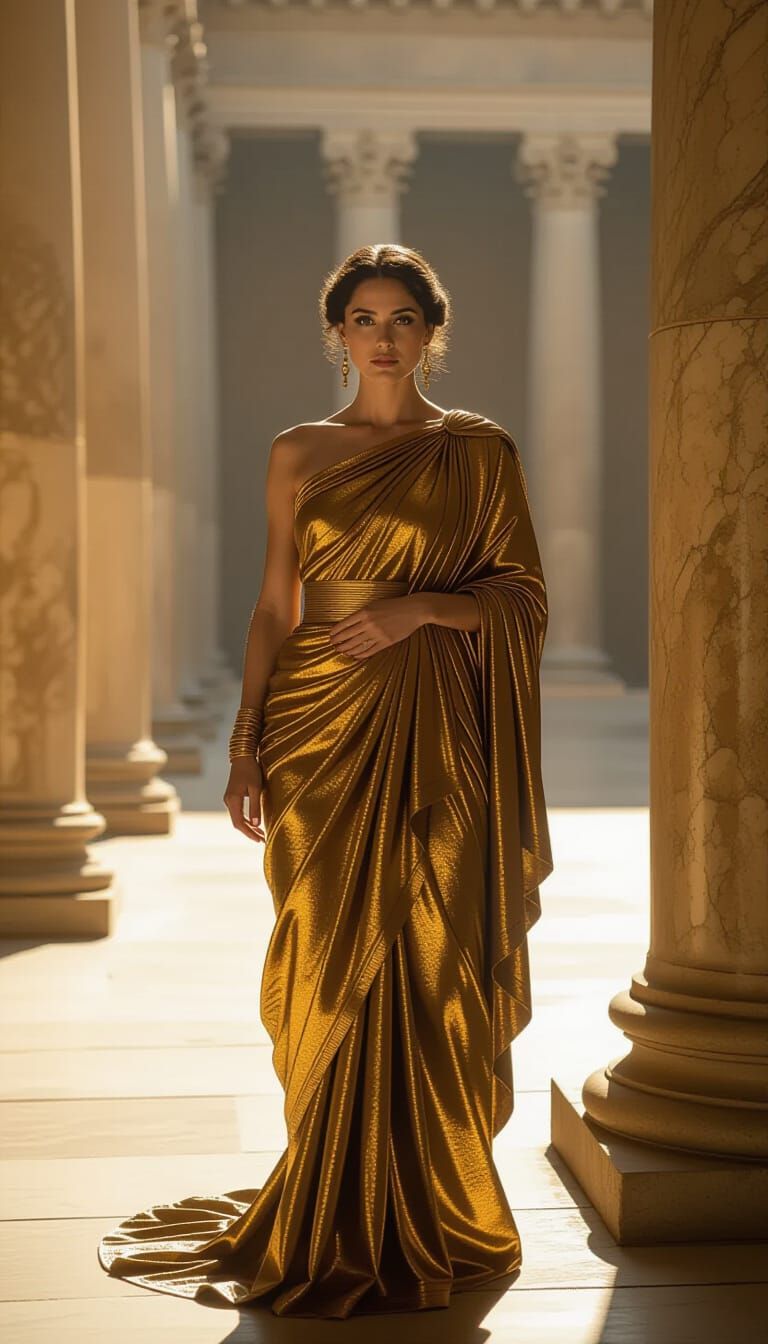 Regal Woman in Ancient Rome with Ethereal Lighting