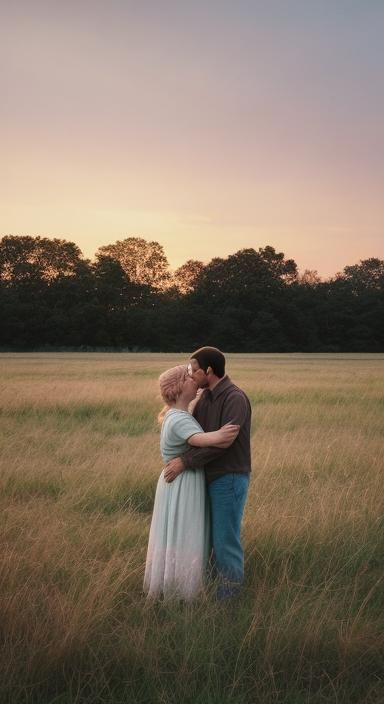Farmer's Embrace: A Cinematic Sunset Moment