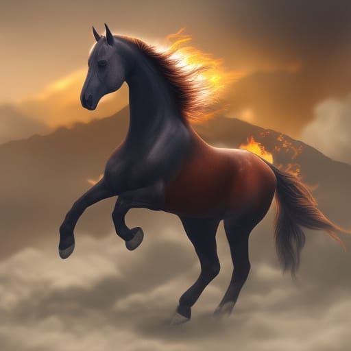 Fiery Horse Detailed Matte Painting