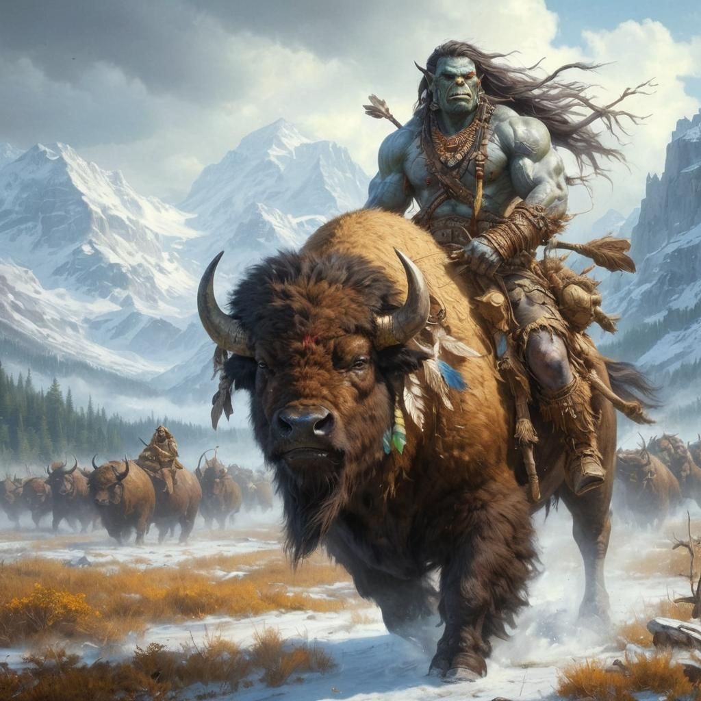 Orc Indian riding buffalo