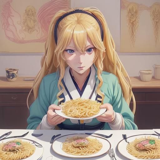 Anime Style Pasta Plate: Manga Art