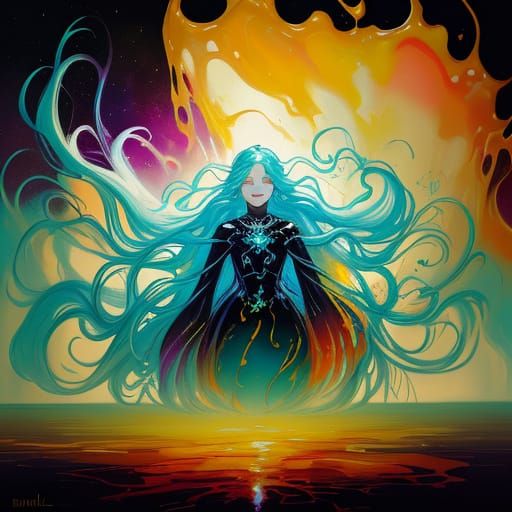 Surreal Pop Art Of A Joyful Woman With Ethereal Glow