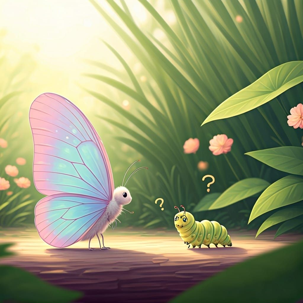 Confused Pastel Butterfly in Whimsical Garden