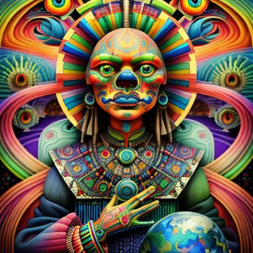 Psychedelic Surrealist Portrait in Rivera Style