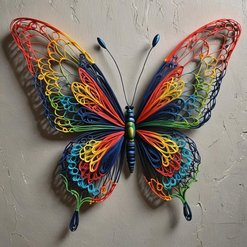 Elegant String Art Butterfly in Vibrant Colors