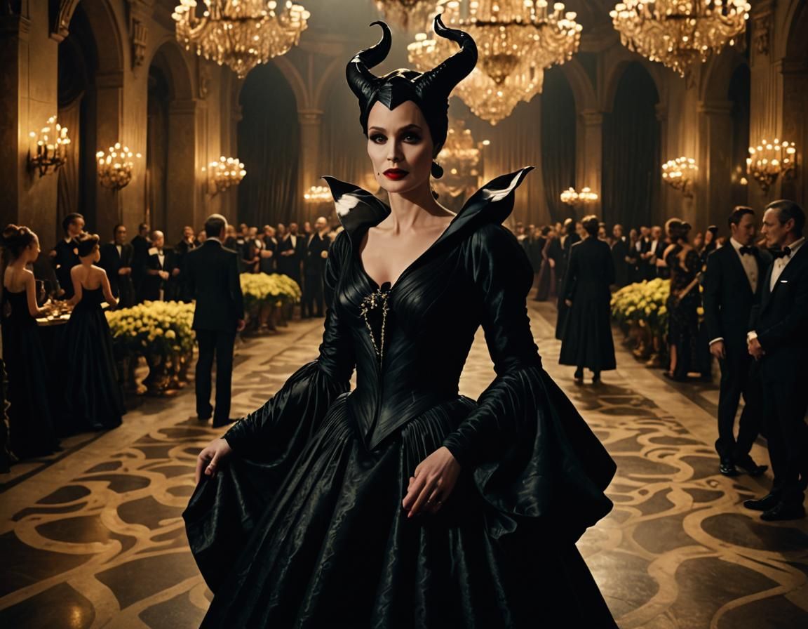 Maleficent at the Oscars Gala in Gothic Elegance