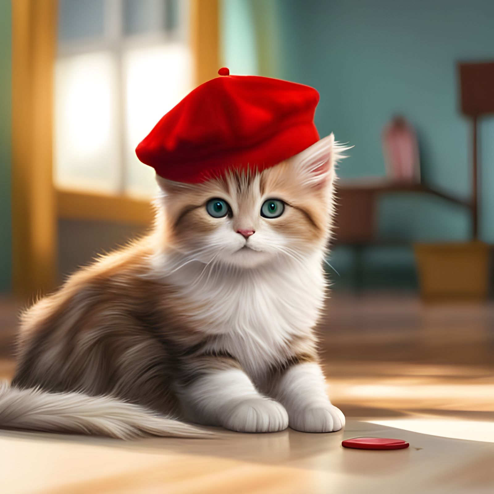 Adorable Kitten Painting with Paws in Hyperrealism