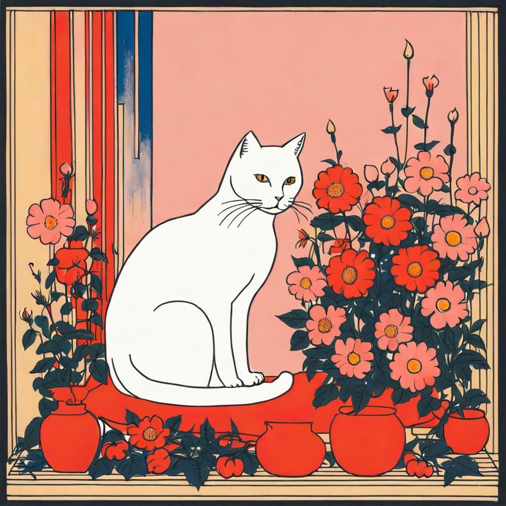 Cute Cat in Abstract Expressionist Style