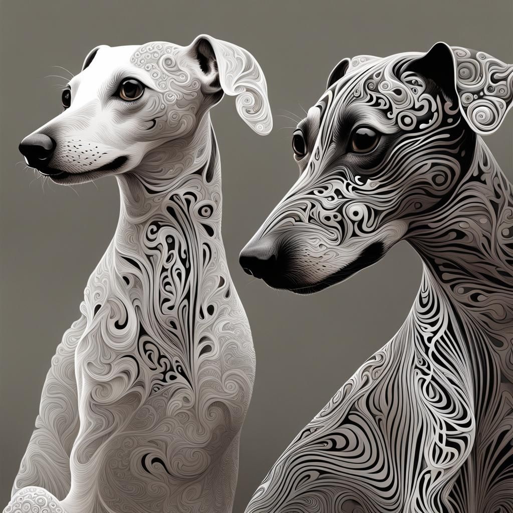 Italian Greyhounds in Abstract Vector Art Style