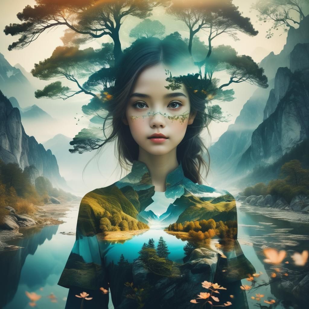 Fantasy Portrait: Double Exposure Landscape