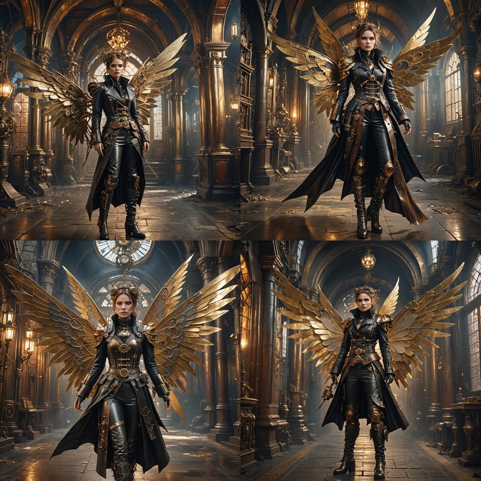 Steampunk Fairy in Futuristic Castle: Fantasy Art