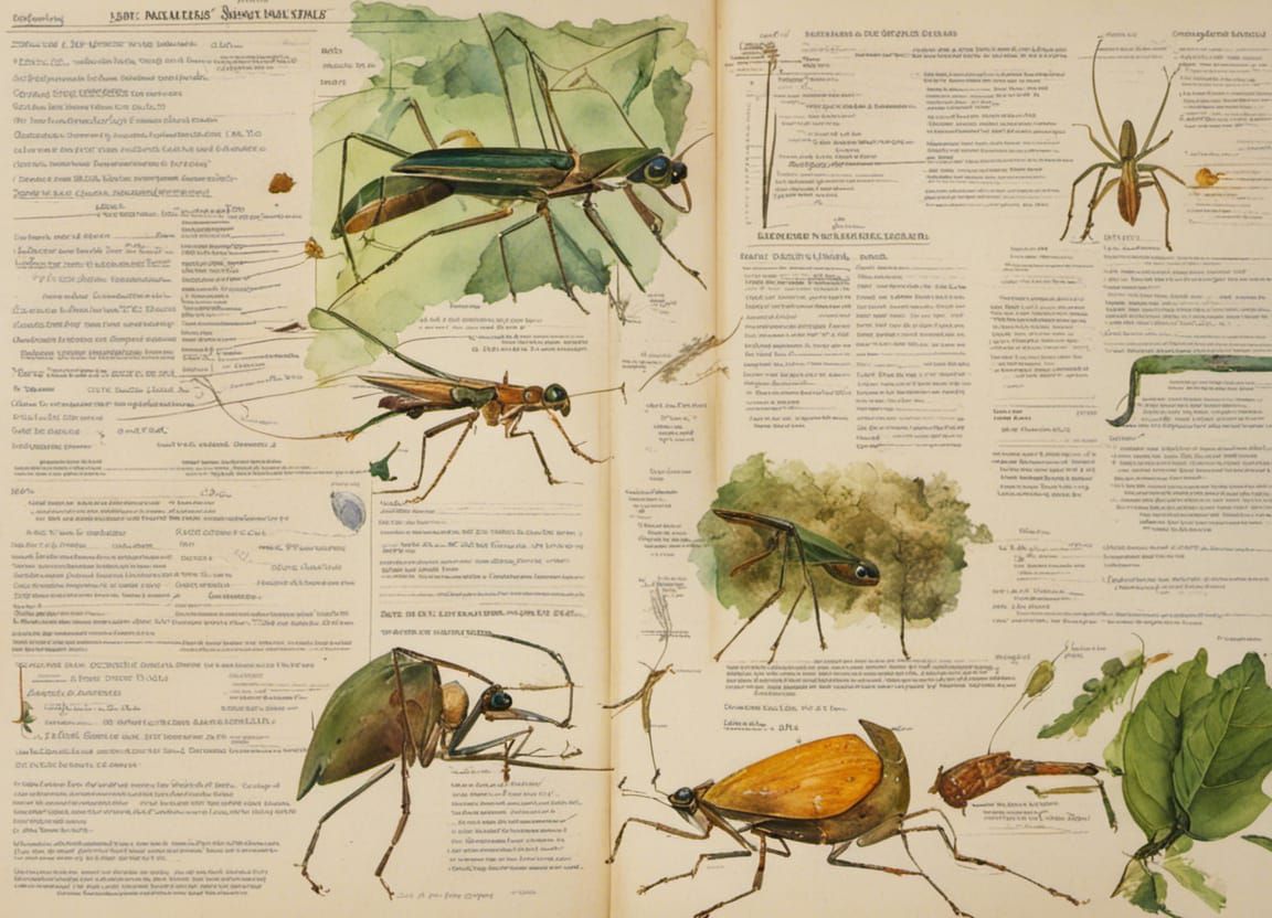 Preying Mantis in Naturalist's Journal Page