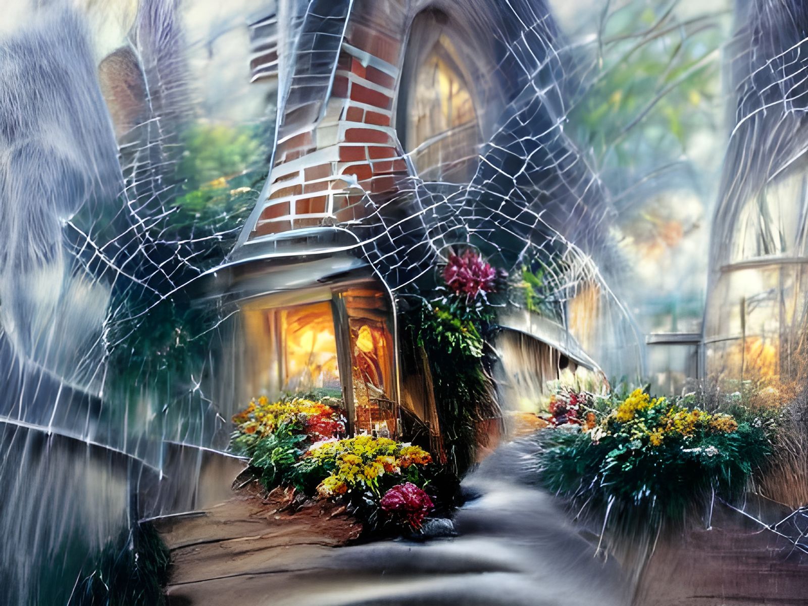 Figure Walking into Spiderwebs: Ink and Charcoal