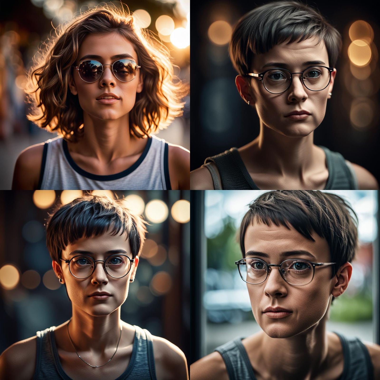 Hyperrealistic Portrait of a Young Woman with Short Hair