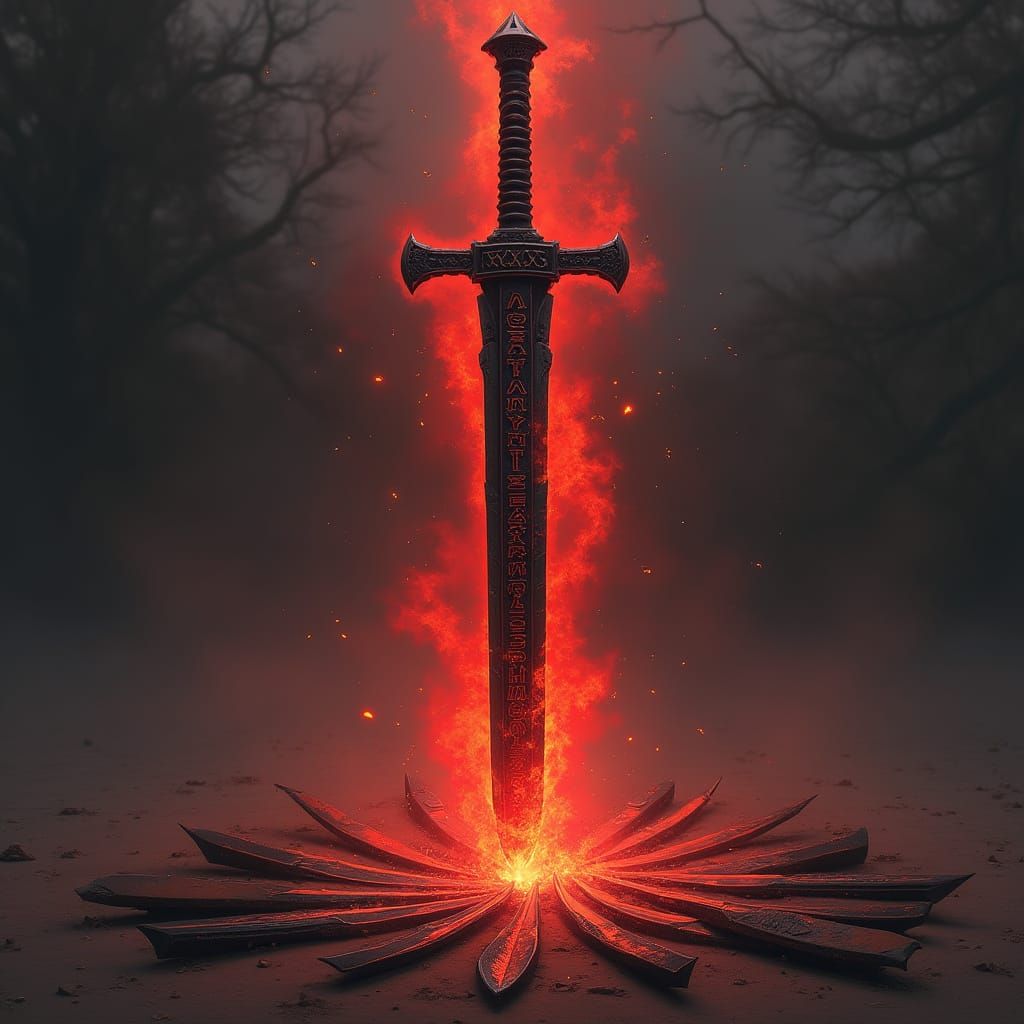 Menacing Black Sword Radiates Red Aura Amidst Deadly Ninja W...