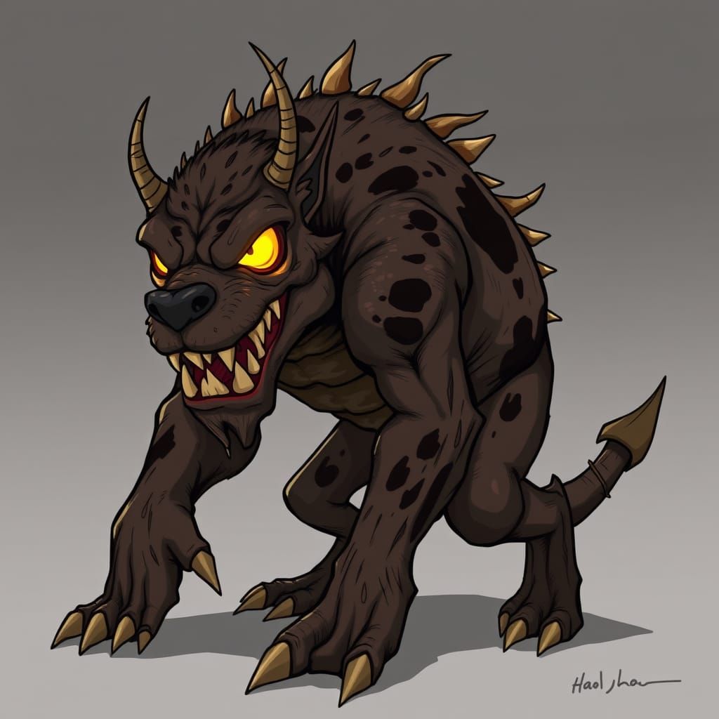 Dark Fantasy Cartoon Beast in Handcrafted Style
