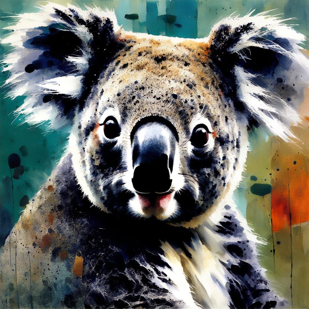 Charming Koala Illustration in Naive Art Style