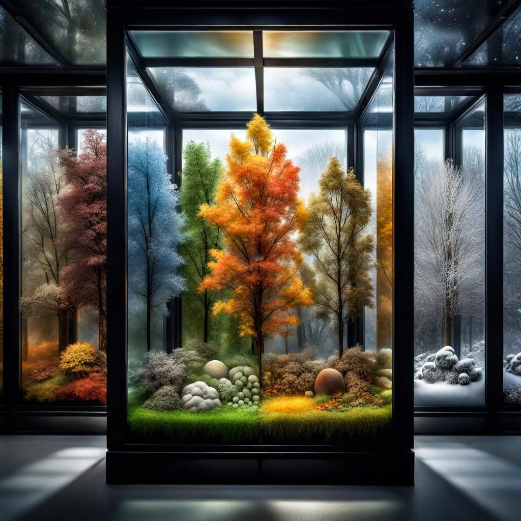 Four Seasons in a Glass Box: Hyperrealistic HDR