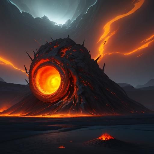 Glowing Red Sandstone Golem Concept Art