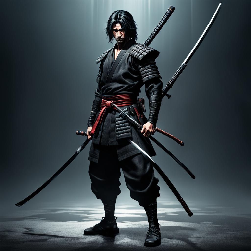 Elegant Black Katana Close-Up