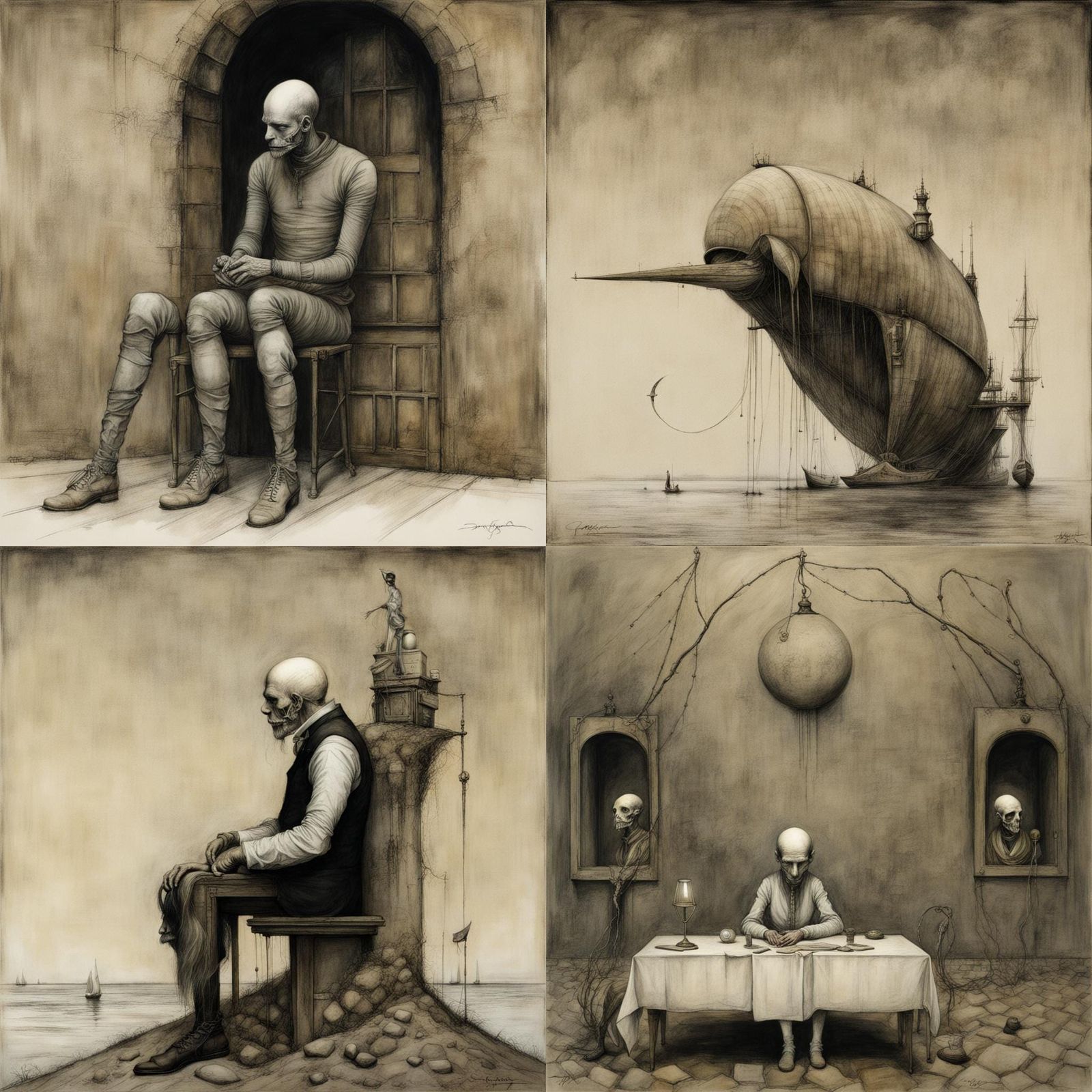 Surreal Figure in Dark, Moody Landscape