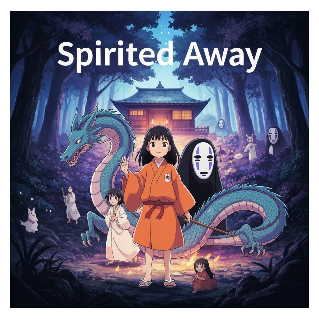 Spirited Away Movie Poster Reimagined in Vivid Anime Style