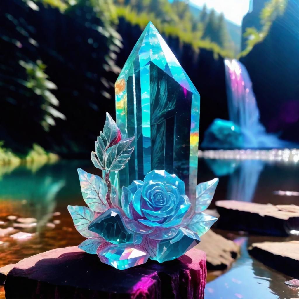 Blood Red Crystal Rose in Fairycore Landscape