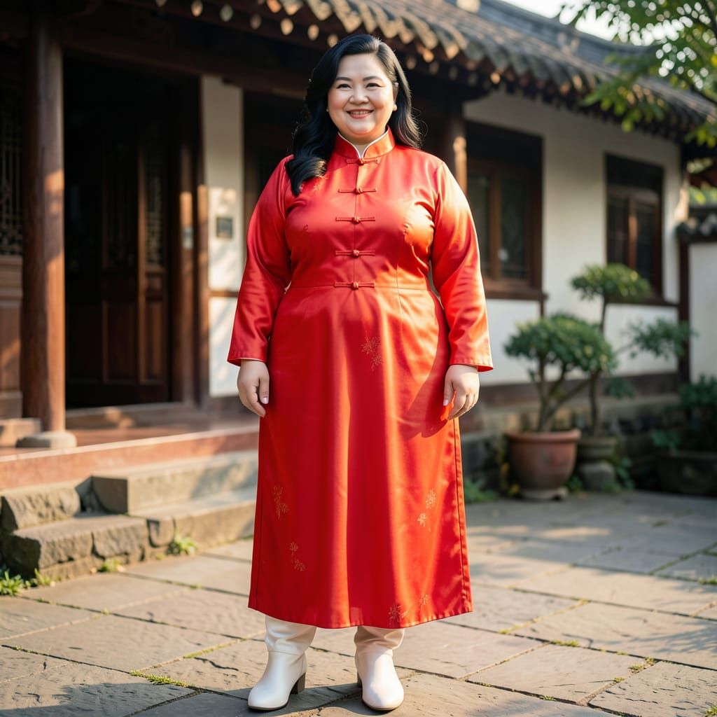 Charming Chinese Woman in Traditional Dress