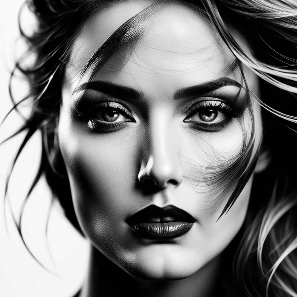 Sensual Female Portrait in Stencil Art Style