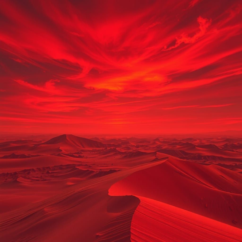 Mystical Tahari Dunes at Crimson Sunset