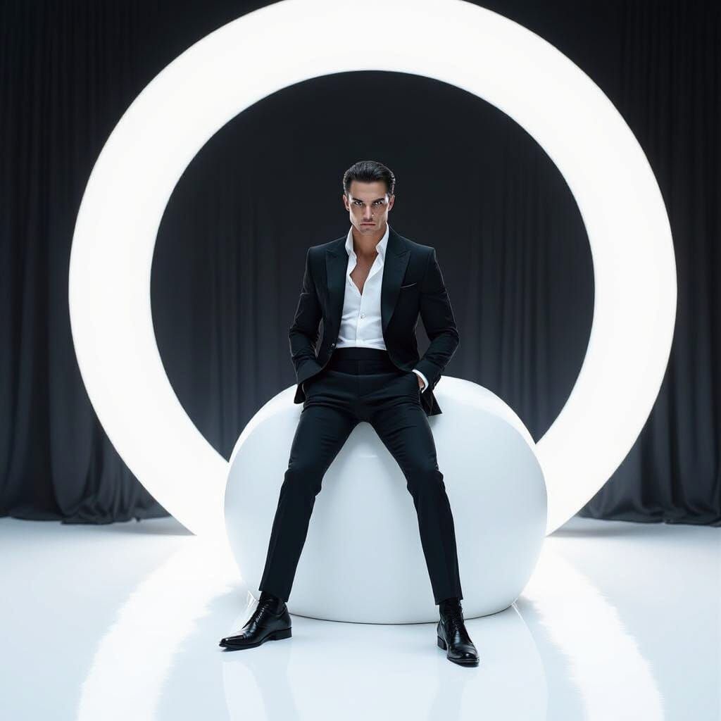 Charismatic Man with Snake Eyes: Hyperrealistic Portrait