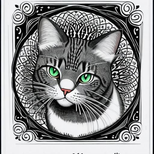 Zentangle Style Wild Cat Coloring Page