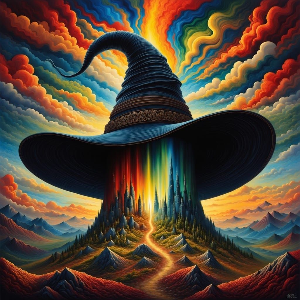 Emerald City Mirage: Double Exposure Sci-Fi Art