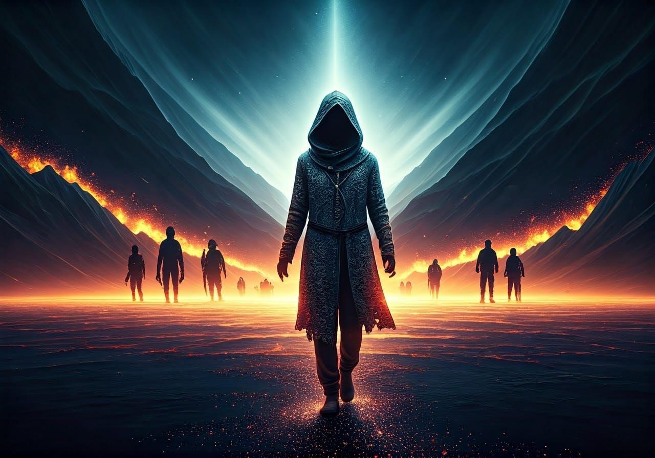 Ethereal Figure Traversing Time, Digital Art