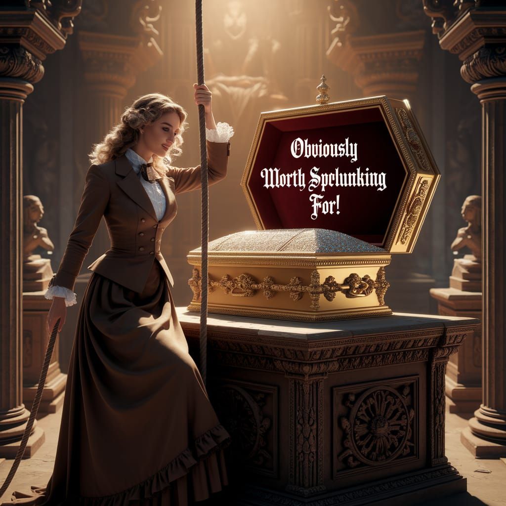 Victorian Lady Descends into Jewel-Adorned Temple