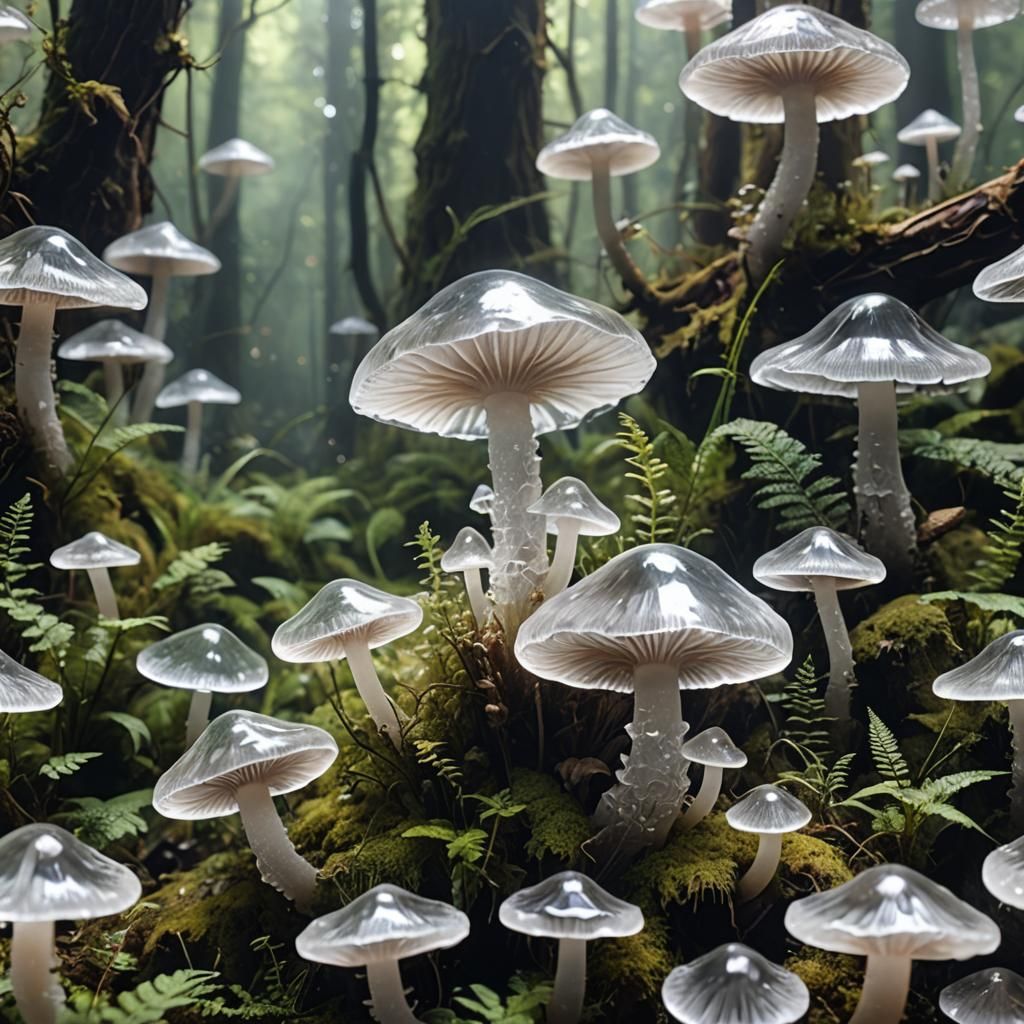 Crystal Mushroom in Ethereal Forest Fantasy